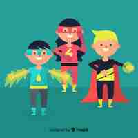 Vector gratuito pack de varios superheroes de niños