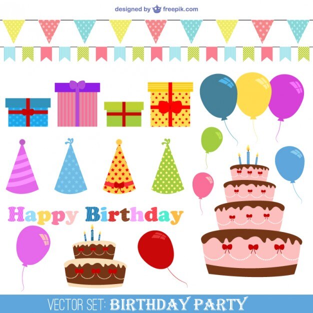 Pack de vectores para fiesta de cumpleaños