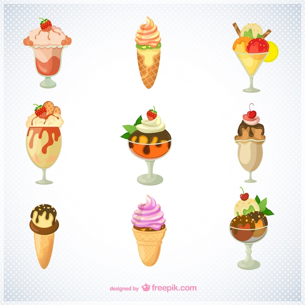 Pack vectores de helados