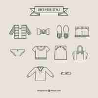 Vector gratuito pack de vectores de iconos de ropa