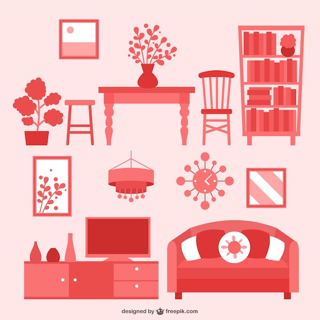 Vector gratuito pack de vectores planos de muebles