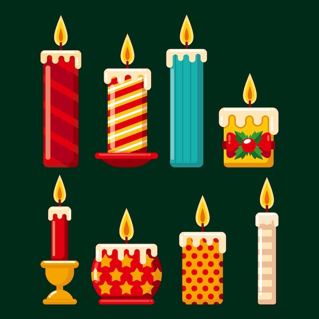 Pack de velas navideñas dibujadas a mano