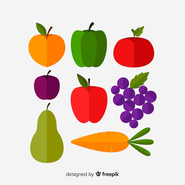 Vector gratuito pack verduras y frutas dibujadas a mano