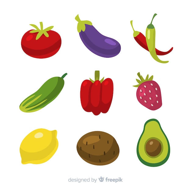 Vector gratuito pack verduras y frutas dibujadas a mano