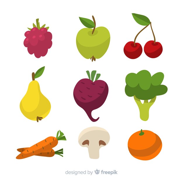 Pack verduras y frutas dibujadas a mano