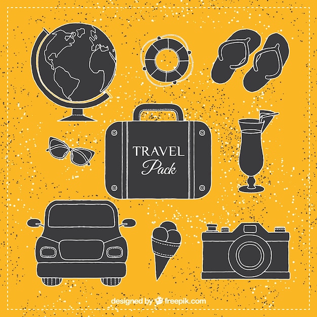 Pack de viaje en estilo plano