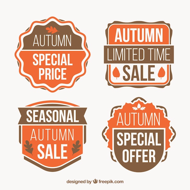 Pack vintage de insignias de rebajas de otoño