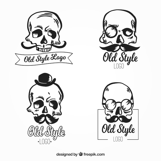 Vector gratuito pack vintage de logos de calaveras