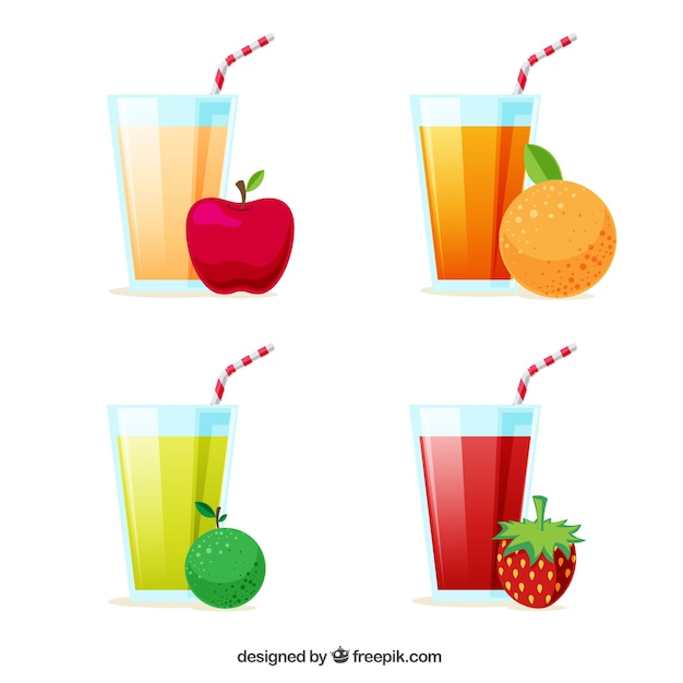 Vector gratuito pack de zumos y frutas