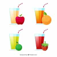 Vector gratuito pack de zumos y frutas