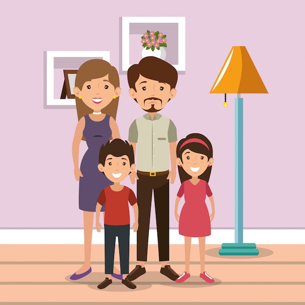 Vector gratuito padres de familia en casa lugar escena