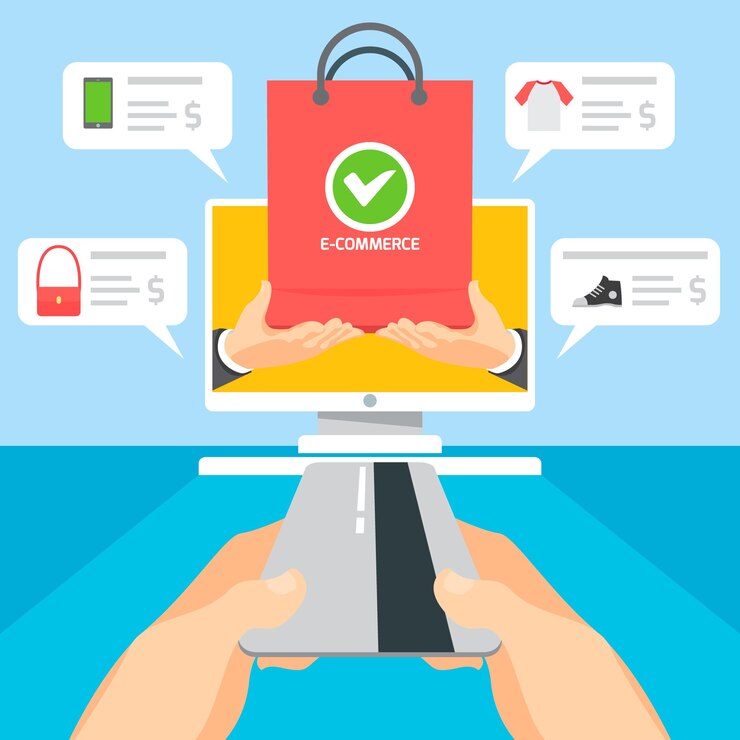 Vector gratuito pagando con tarjeta de crédito tras comprar en internet