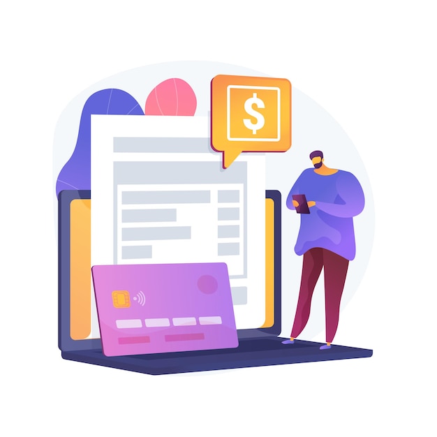 Pagar un saldo adeudado concepto abstracto ilustración vectorial. Hacer el pago del crédito, pagar el dinero adeudado a un banco, irs saldo adeudado, consolidación y gestión de deudas, metáfora abstracta de la factura del contribuyente.