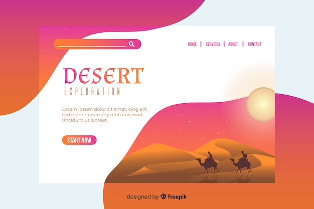 Página de aterrizaje de aventura de exploración del desierto