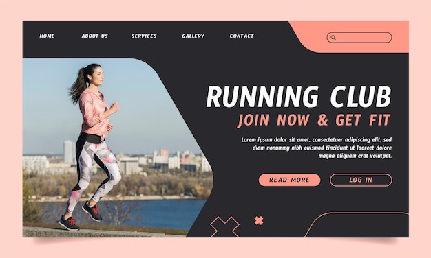 Vector gratuito página de aterrizaje del club de running