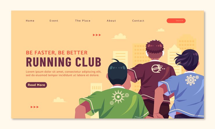 Vector gratuito página de aterrizaje del club de running