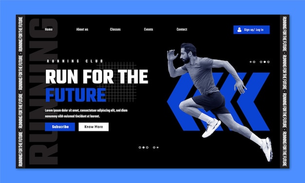 Vector gratuito página de aterrizaje del club de running