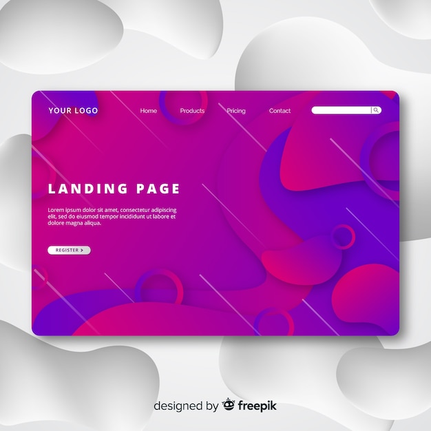 Vector gratuito página de aterrizaje con formas fluidas