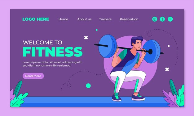 Vector gratuito página de aterrizaje del gimnasio