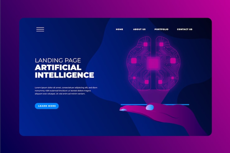 Vector gratuito página de aterrizaje de inteligencia artificial