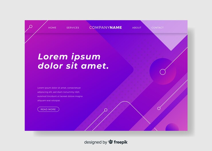 Vector gratuito página de aterrizaje de modelos geométricos degradados