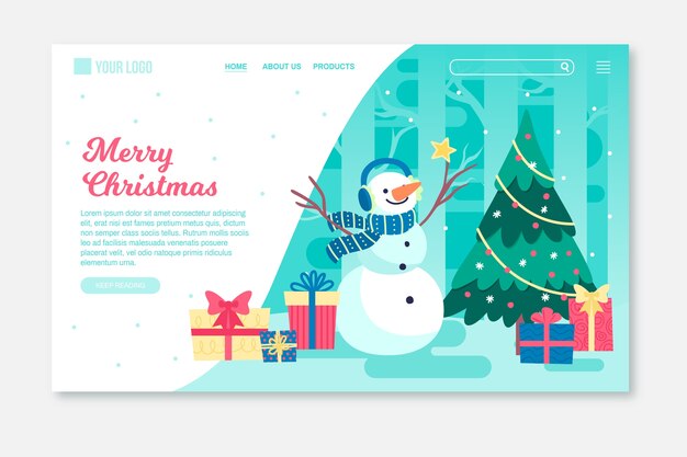 Página de aterrizaje de Navidad dibujada a mano