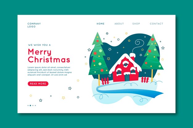Página de aterrizaje de Navidad dibujada a mano