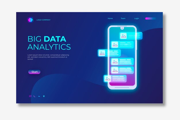 Página de aterrizaje de neón con teléfono inteligente