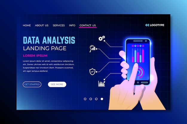 Página de aterrizaje de neón con teléfono inteligente