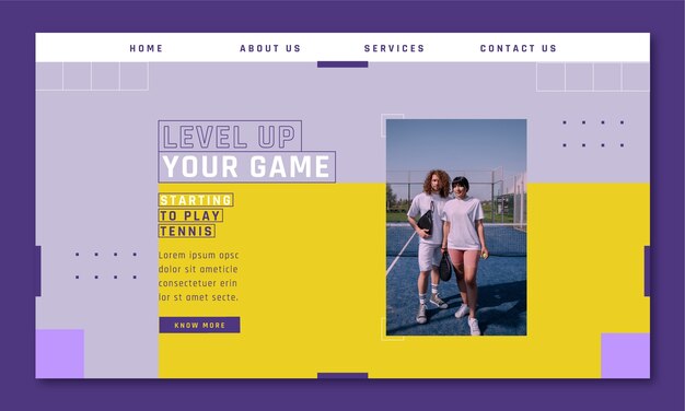 Página de aterrizaje de tenis de paletas de diseño plano