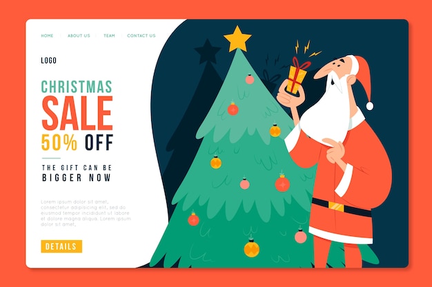 Vector gratuito página de aterrizaje con venta de navidad