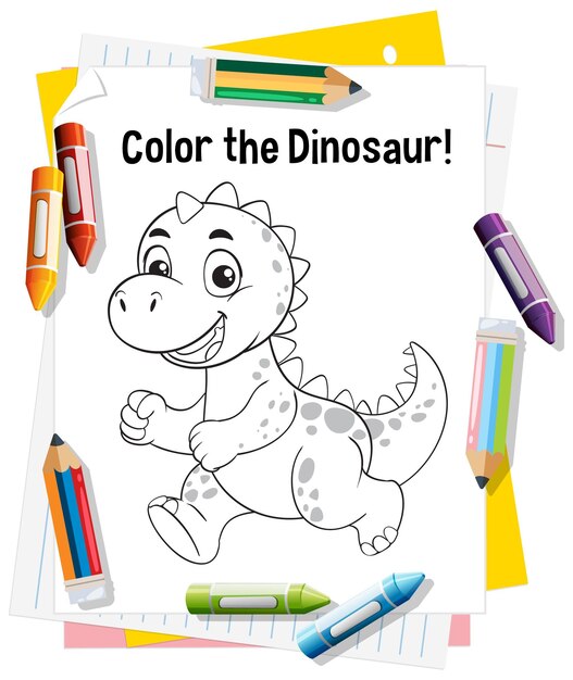 Página para colorear de dinosaurios para niños