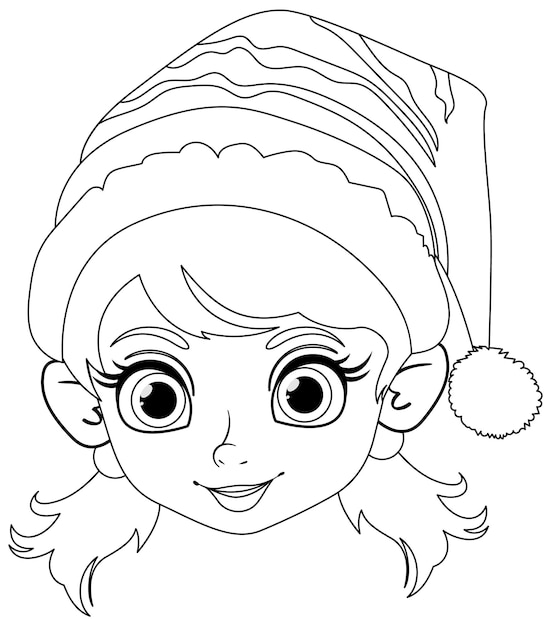 Vector gratuito página para colorear de niña elfa festiva
