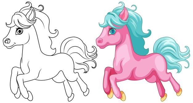 Página para colorear Un simpático unicornio