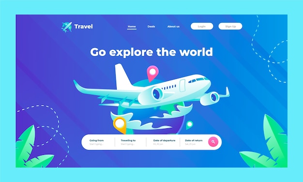 Vector gratuito página de destino de la agencia de viajes degradada