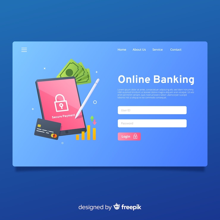 Vector gratuito página de destino de la banca en línea