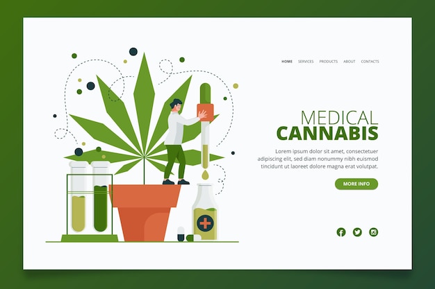 Vector gratuito página de destino para cannabis medicinal