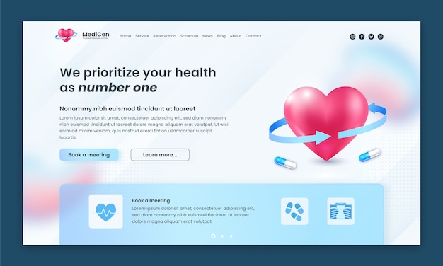 Vector gratuito página de destino del centro médico realista
