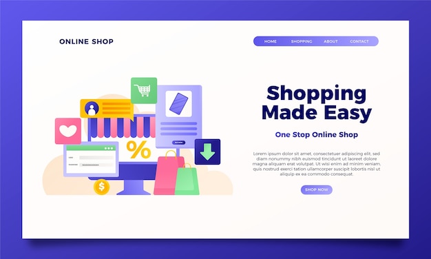 Página de destino de compras en línea