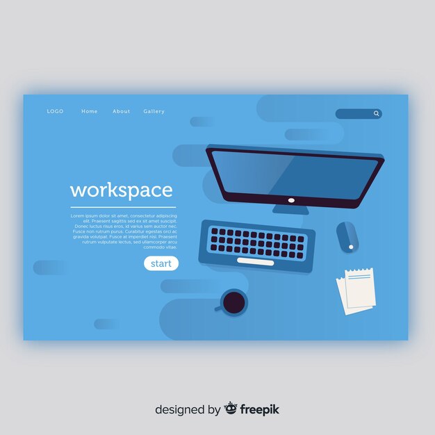 Página de destino con concepto de espacio de trabajo