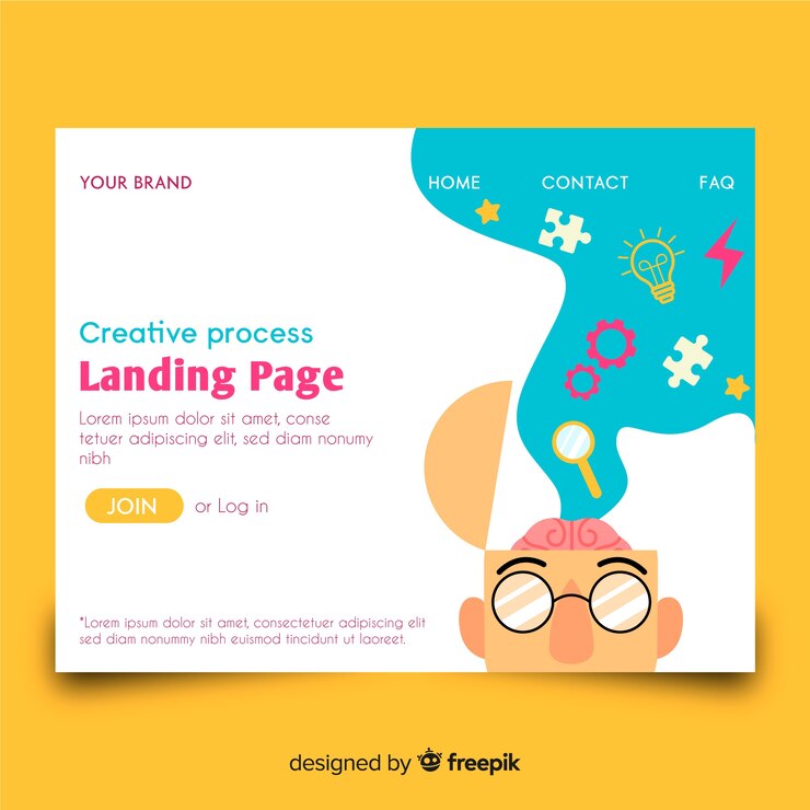 Vector gratuito página de destino con concepto de proceso creativo