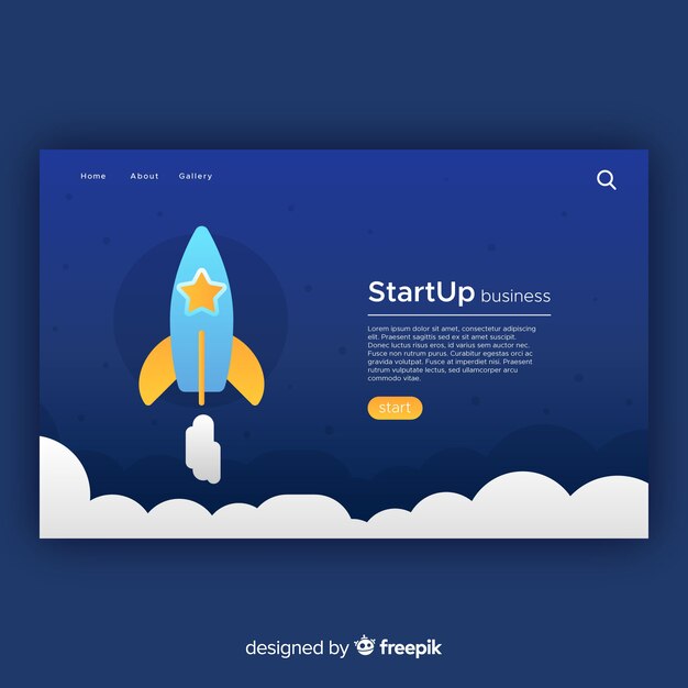 Página de destino con concepto de startup