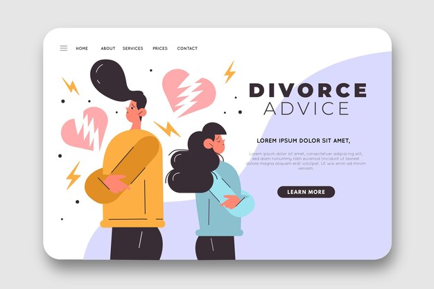 Página de destino para consejos de divorcio