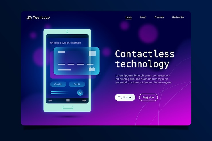 Vector gratuito página de destino con diseño de neón para teléfono inteligente