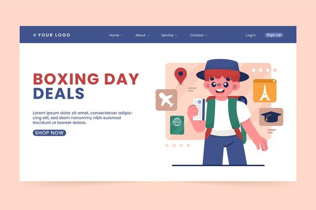 Página de destino de diseño plano en el extranjero