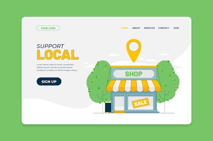 Vector gratuito página de destino de empresas locales