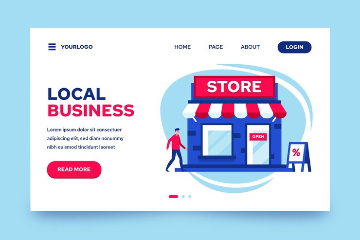 Vector gratuito página de destino de empresas locales