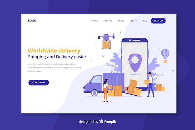 Página de destino de entrega mundial