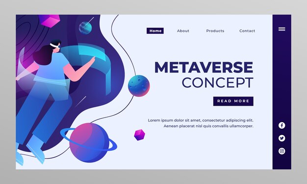 Página de destino del metaverso degradado