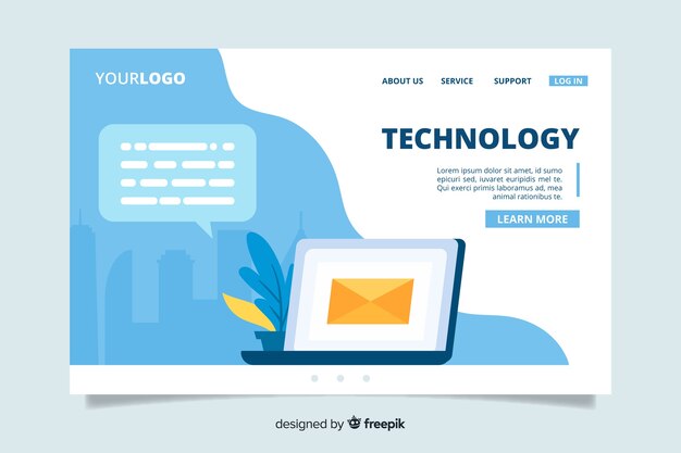 Página de destino con plantilla para computadora portátil